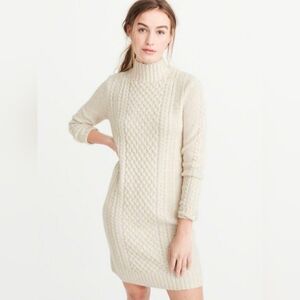 Abercrombie & Fitch Size Medium Sweater Dress Tan Cable Knit
